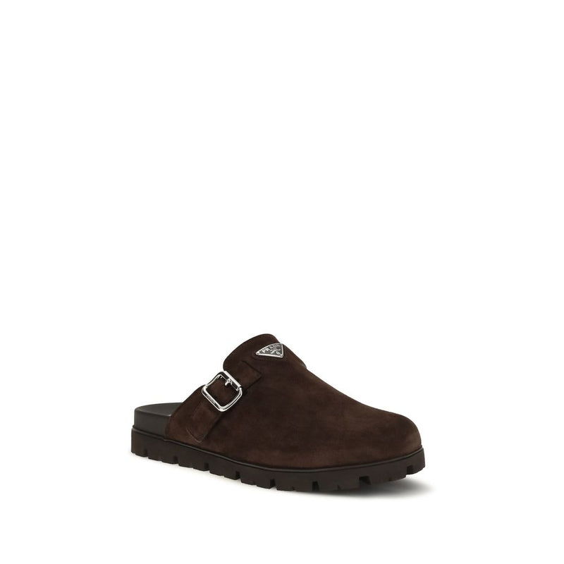 Prada Brown Calf Leather Bos Taurus Mules