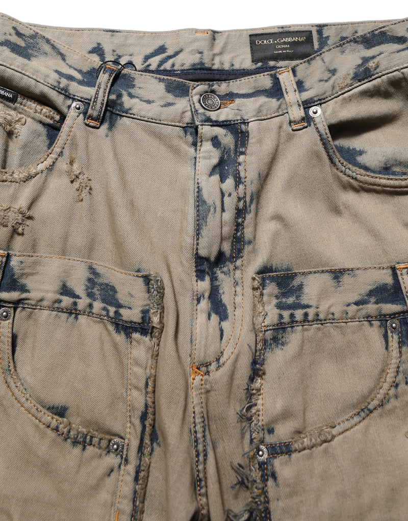 Vaqueros de denim para hombre en beige decolorado y deconstruido Dolce & Gabbana