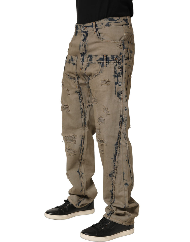 Vaqueros de denim para hombre en beige decolorado y deconstruido Dolce & Gabbana