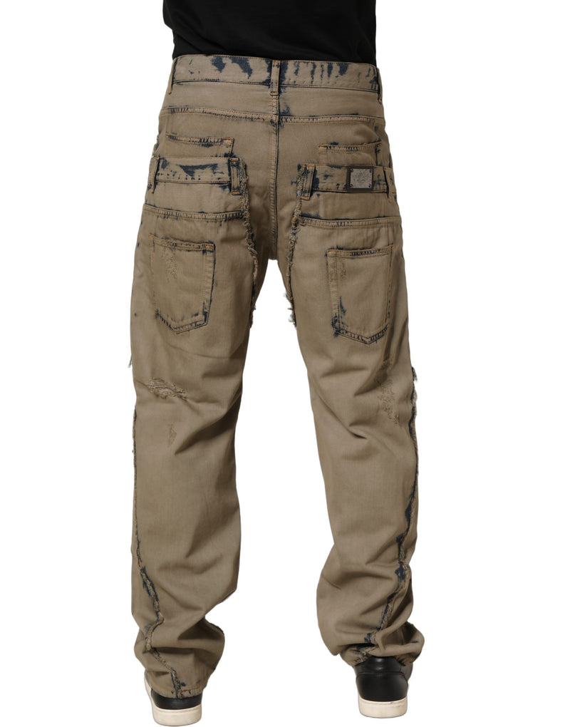 Vaqueros de denim para hombre en beige decolorado y deconstruido Dolce & Gabbana