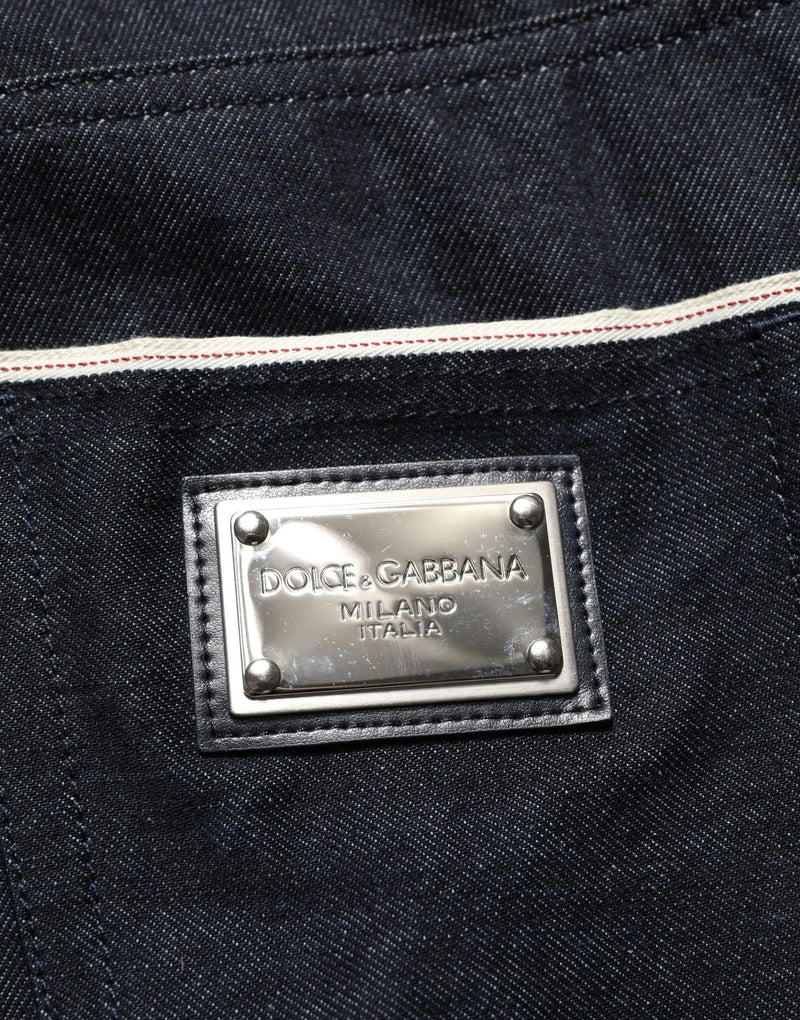 Jean classique en denim de coton noir taille mi-haute pour homme Dolce & Gabbana