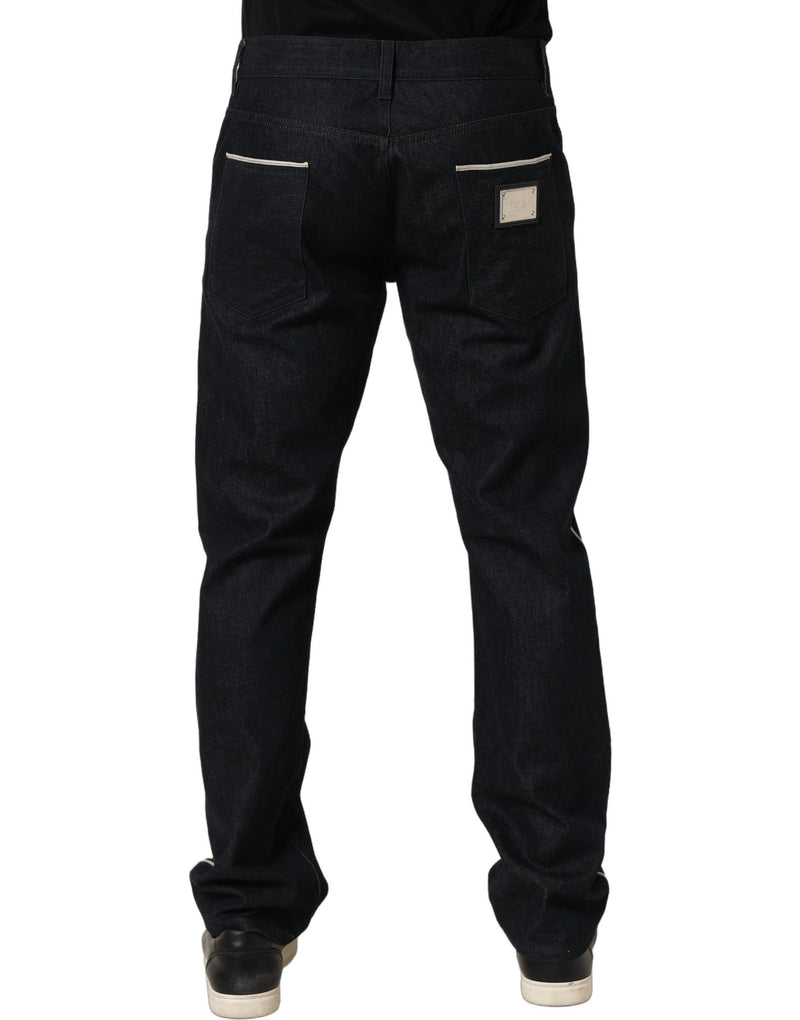 Jean classique en denim de coton noir taille mi-haute pour homme Dolce & Gabbana