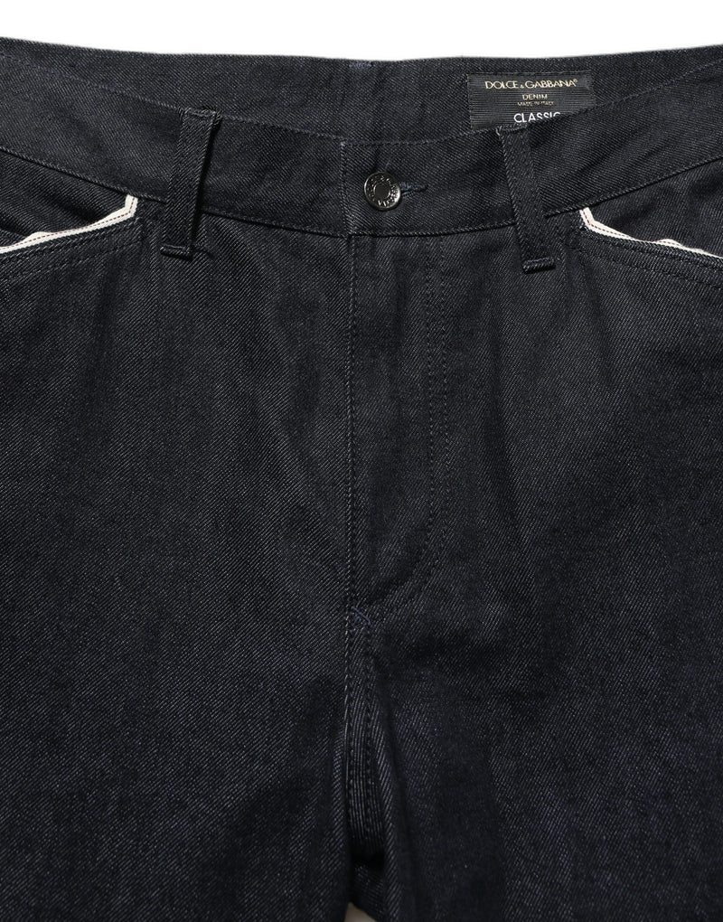 Jean classique en denim de coton noir taille mi-haute pour homme Dolce & Gabbana