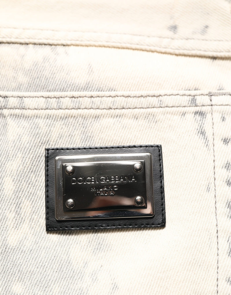Vaqueros rectos de denim para hombre en algodón beige con efecto tie-dye Dolce & Gabbana