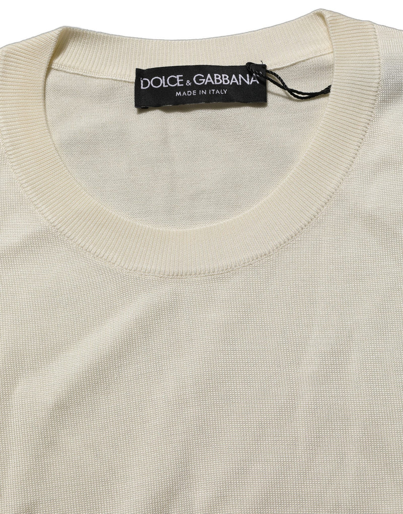 Pull à col rond et manches 3/4 blanc cassé Dolce & Gabbana