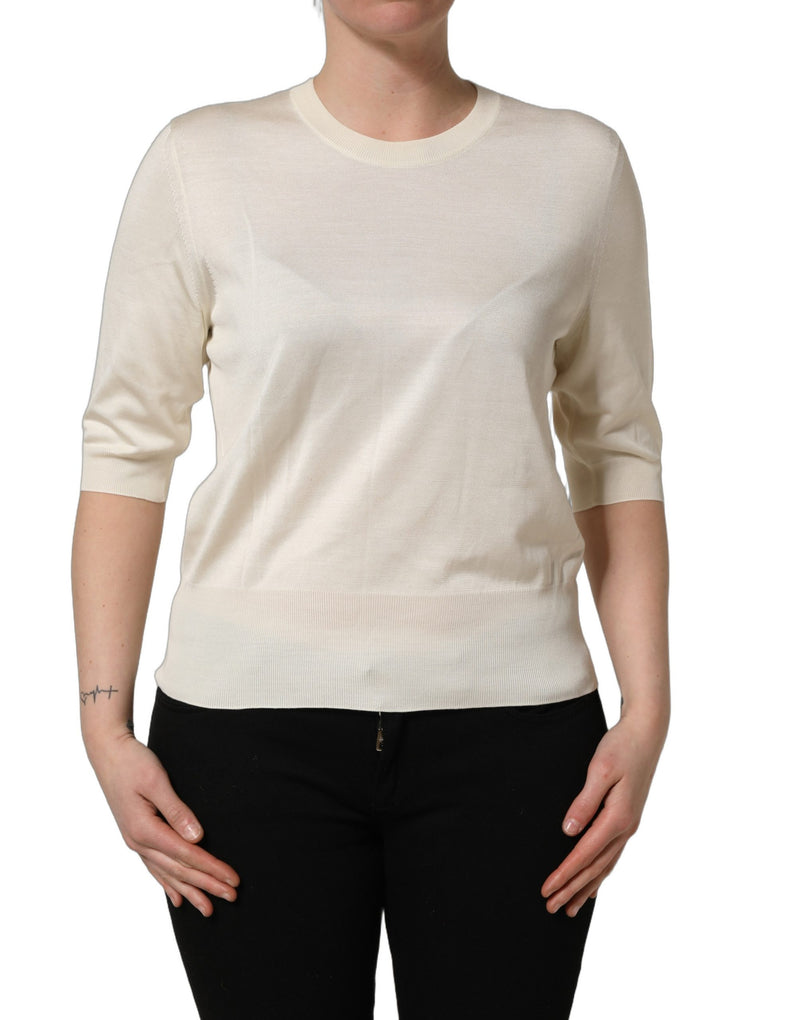 Pull à col rond et manches 3/4 blanc cassé Dolce & Gabbana