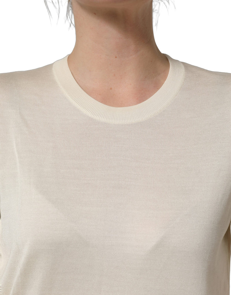 Pull à col rond et manches 3/4 blanc cassé Dolce & Gabbana