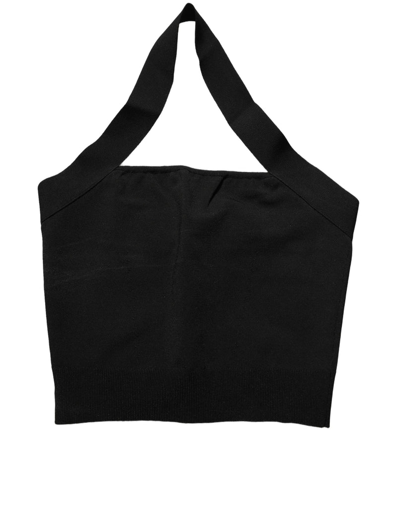 Top cropped preto com decote quadrado e alças frente única Dolce & Gabbana