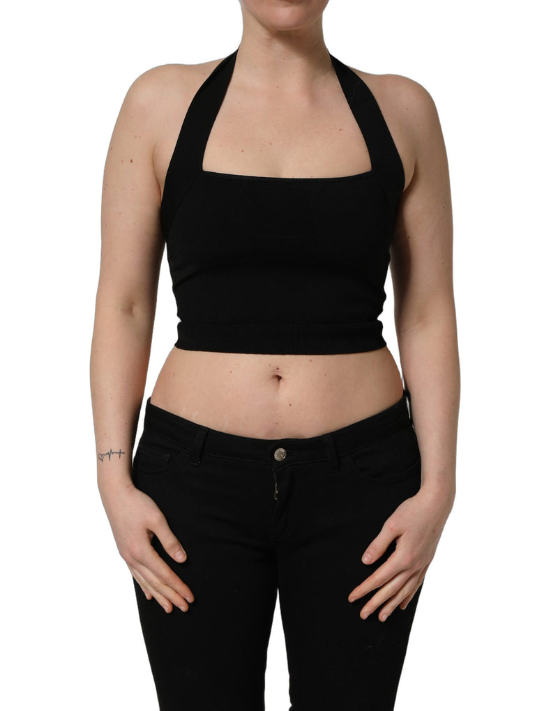 Top cropped preto com decote quadrado e alças frente única Dolce & Gabbana