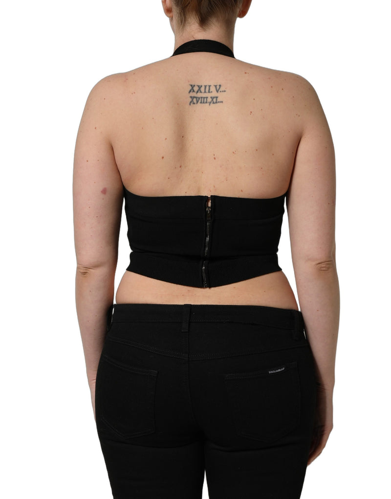 Top cropped preto com decote quadrado e alças frente única Dolce & Gabbana