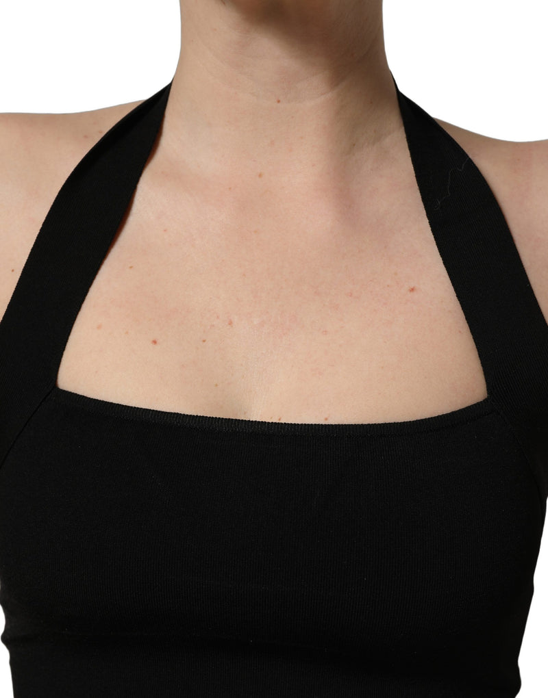 Top cropped preto com decote quadrado e alças frente única Dolce & Gabbana