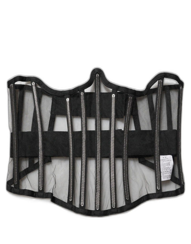 Dolce & Gabbana Black Sheer Tulle Bodysuit Cropped Corset Top