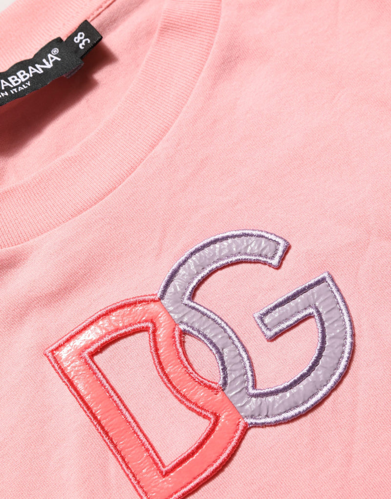 Camiseta de tirantes rosa de algodón con logotipo DG y cuello redondo de Dolce & Gabbana