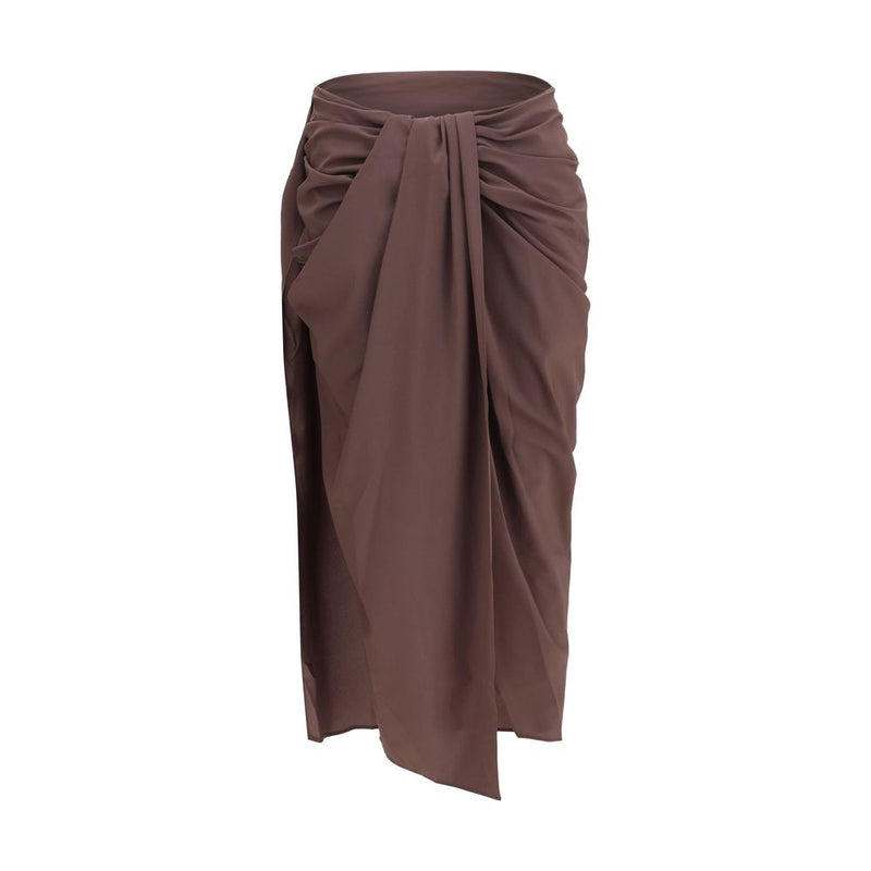 Jacquemus Brown Polyester Midi Skirt