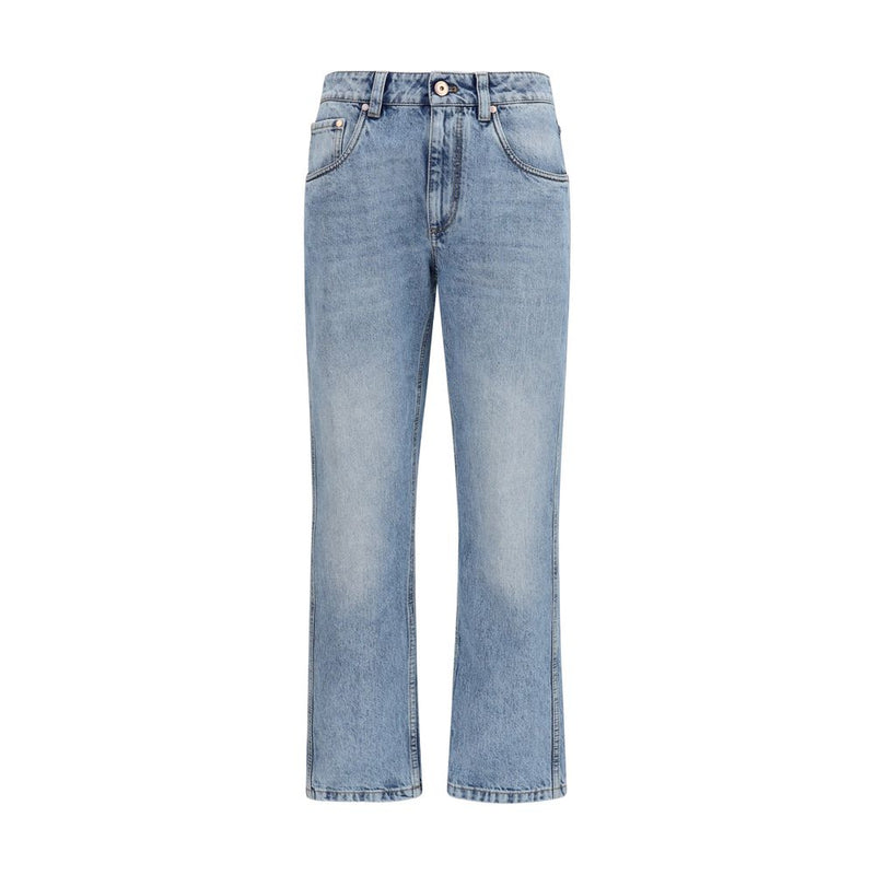 Brunello Cucinelli Blue Cotton Straight-Leg Jeans