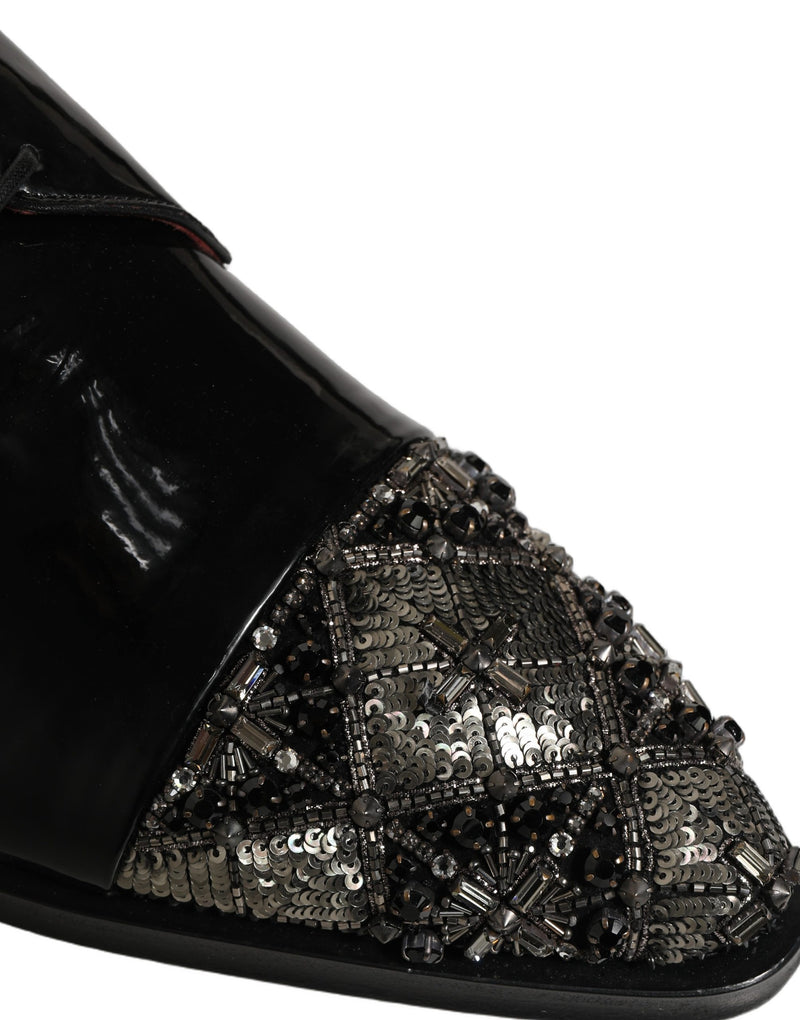 Scarpe derby formali eleganti nere con decorazioni Dolce & Gabbana