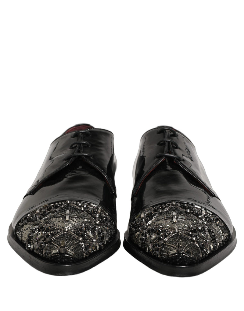 Scarpe derby formali eleganti nere con decorazioni Dolce & Gabbana