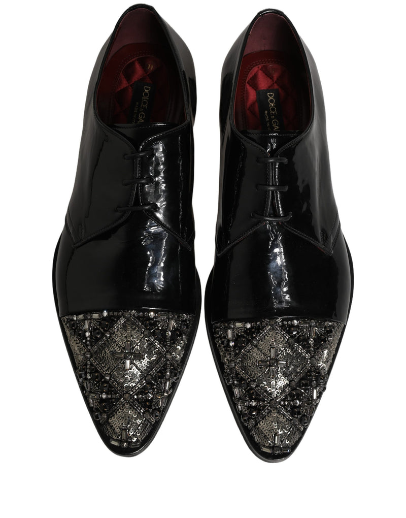 Scarpe derby formali eleganti nere con decorazioni Dolce & Gabbana