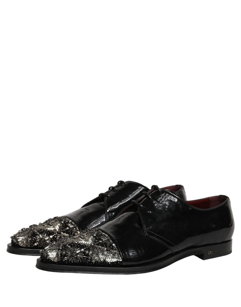 Scarpe derby formali eleganti nere con decorazioni Dolce & Gabbana