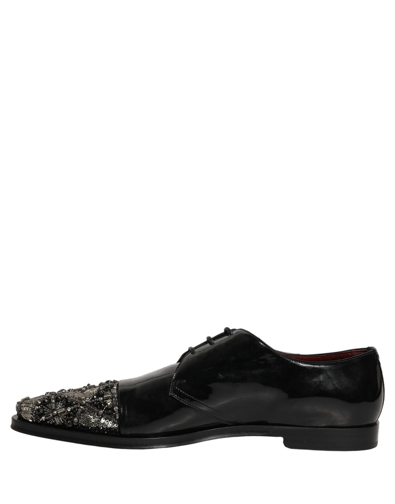 Scarpe derby formali eleganti nere con decorazioni Dolce & Gabbana