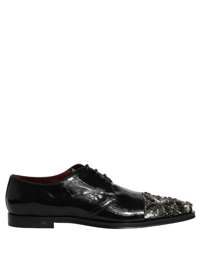 Scarpe derby formali eleganti nere con decorazioni Dolce & Gabbana