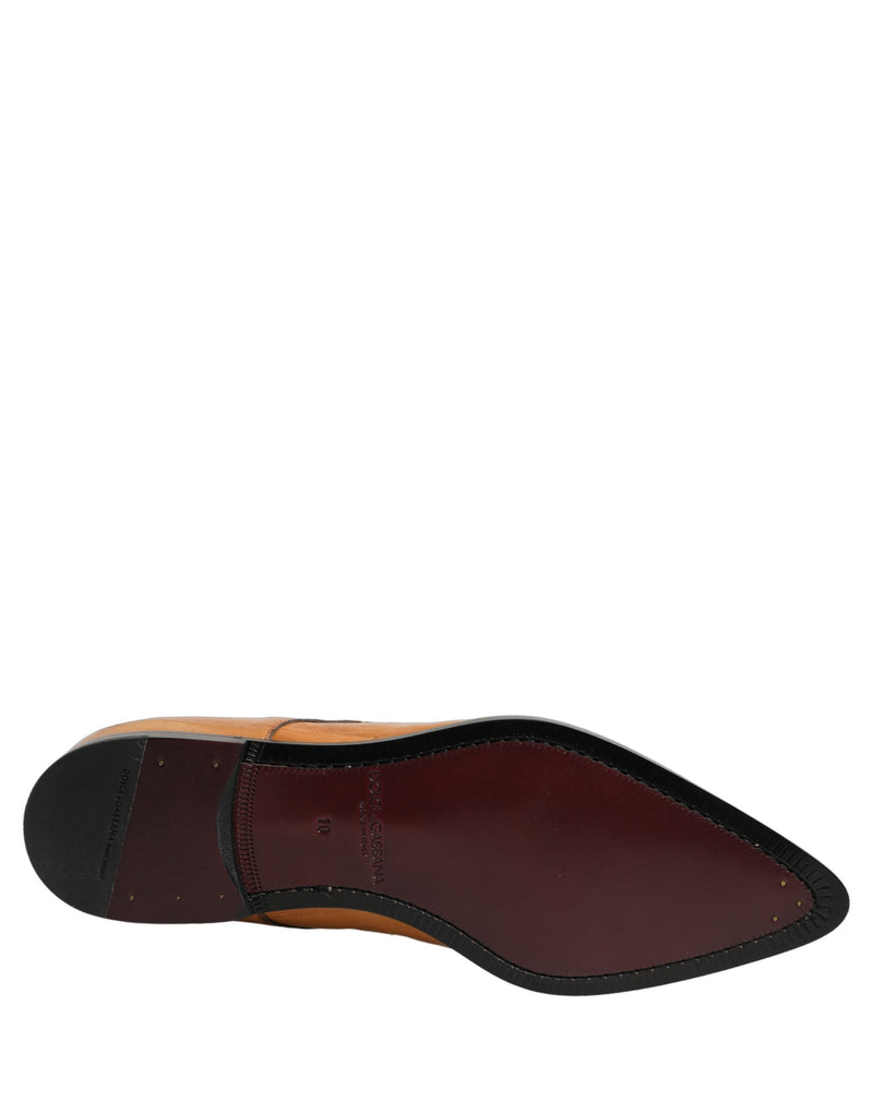 Scarpe derby da uomo marroni in pelle con lacci Dolce & Gabbana