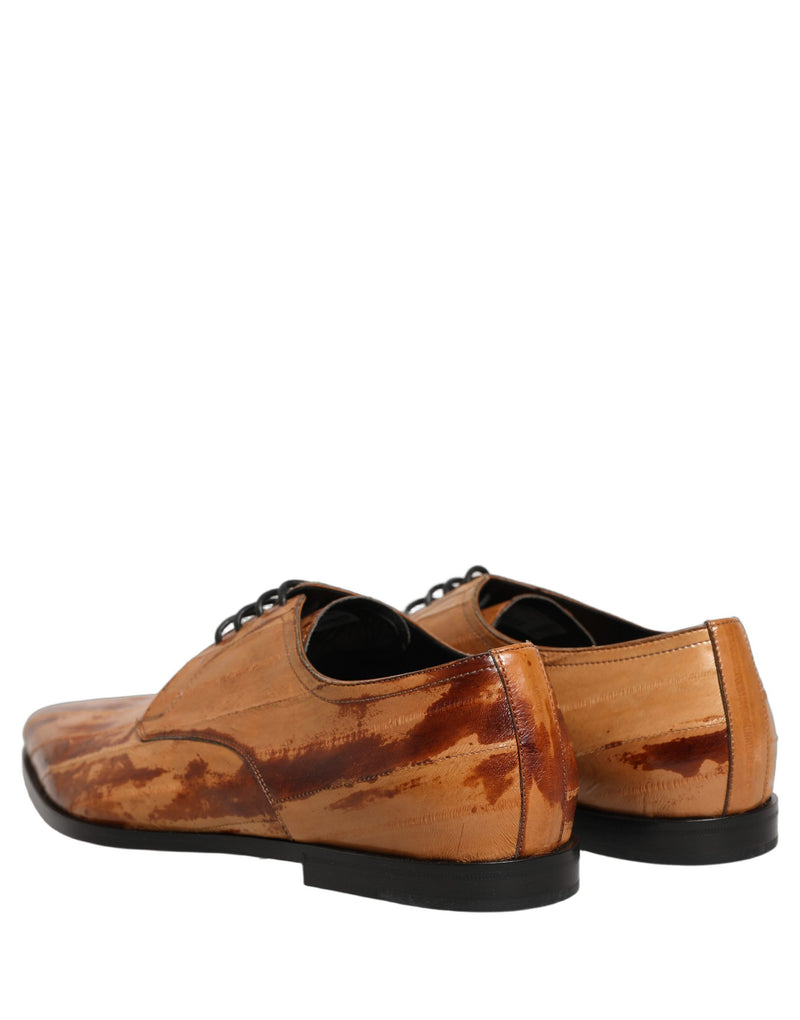 Scarpe derby da uomo marroni in pelle con lacci Dolce & Gabbana
