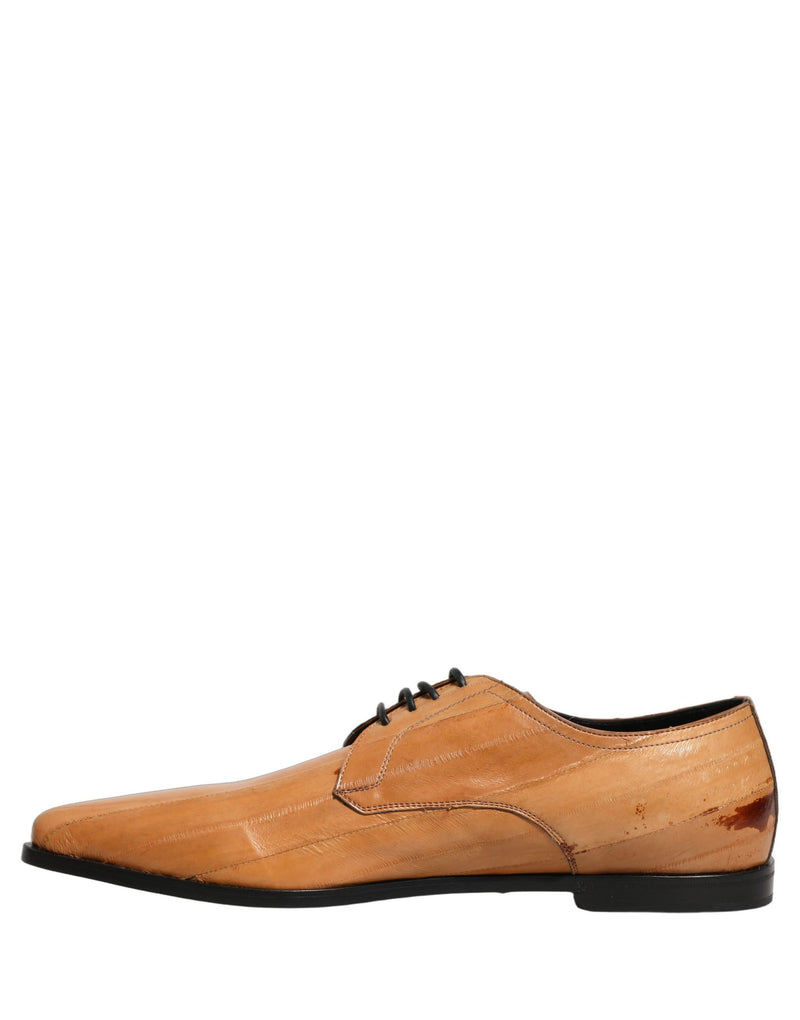 Scarpe derby da uomo marroni in pelle con lacci Dolce & Gabbana
