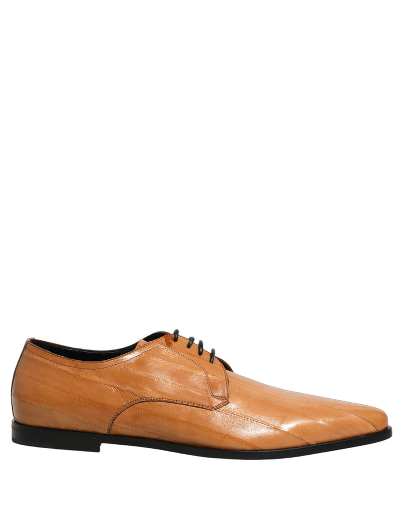 Scarpe derby da uomo marroni in pelle con lacci Dolce & Gabbana