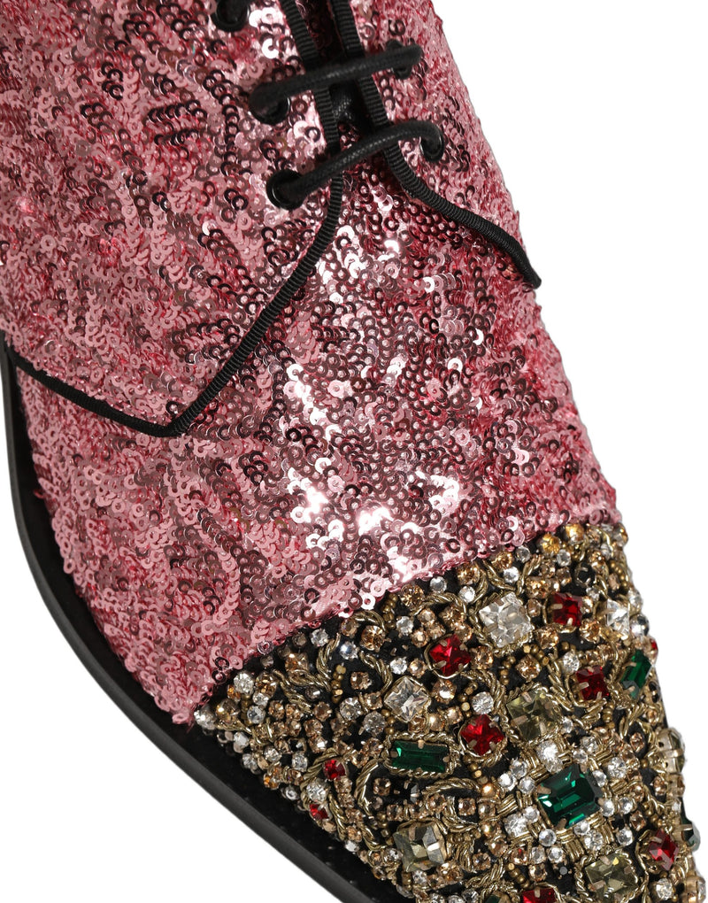 Zapatos Derby Dolce & Gabbana para hombre con lentejuelas rosas