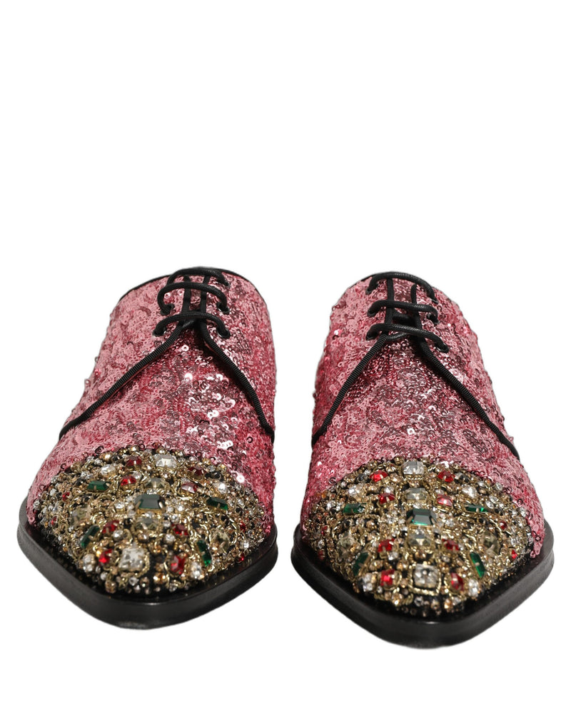 Zapatos Derby Dolce & Gabbana para hombre con lentejuelas rosas