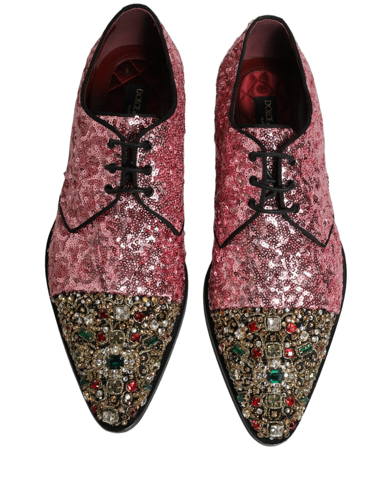 Zapatos Derby Dolce & Gabbana para hombre con lentejuelas rosas