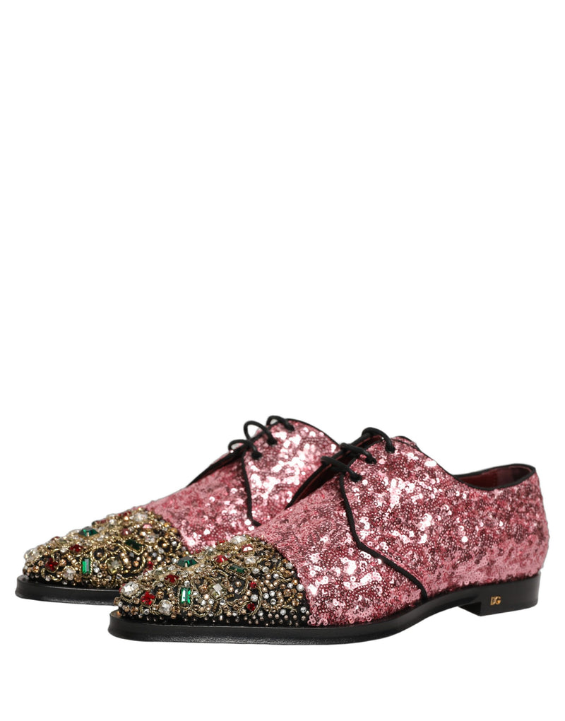 Zapatos Derby Dolce & Gabbana para hombre con lentejuelas rosas