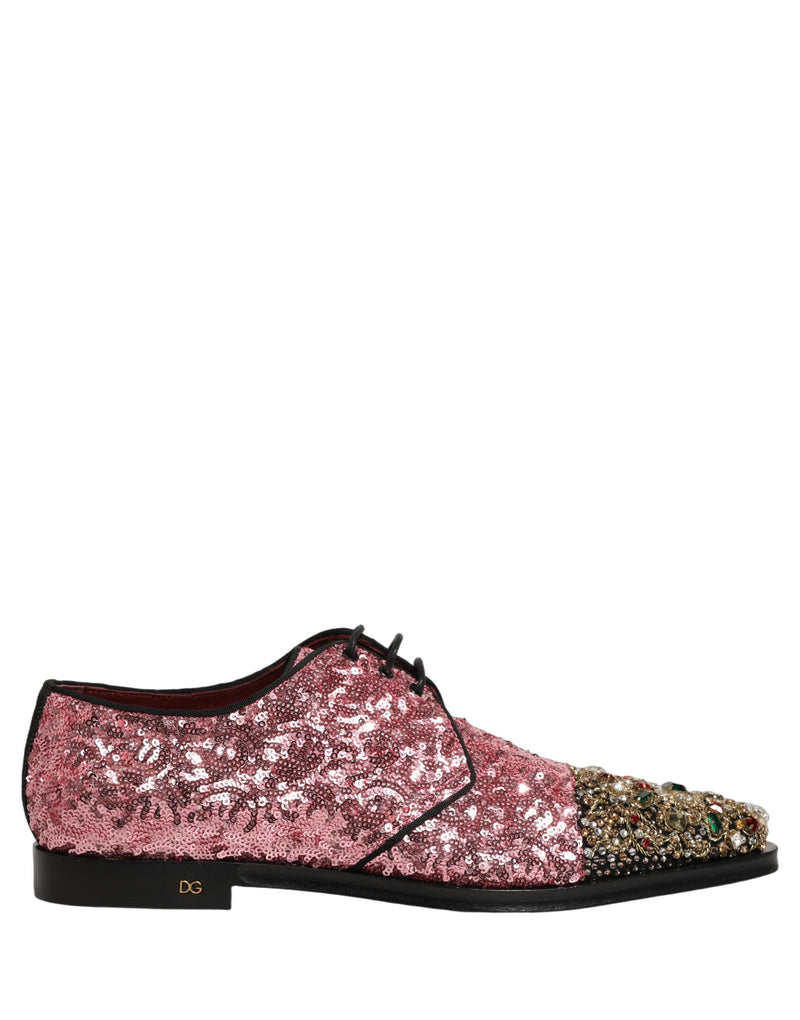 Zapatos Derby Dolce & Gabbana para hombre con lentejuelas rosas