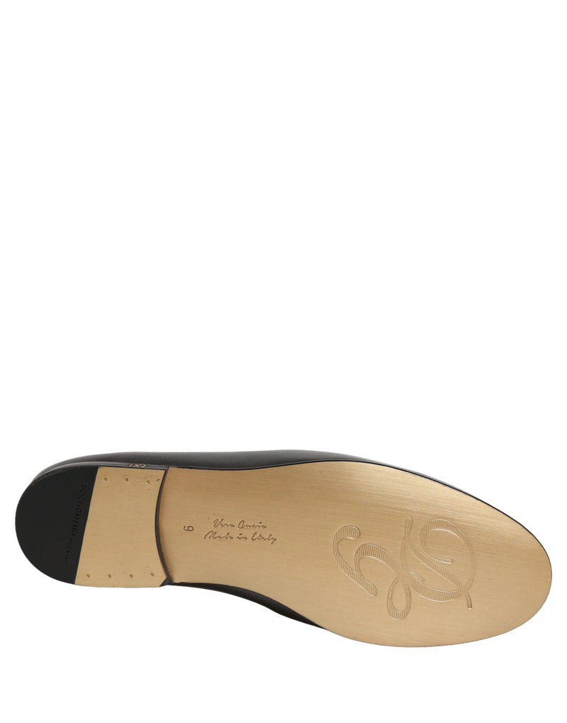 Mocassins argentés en cuir à enfiler avec logo DG Dolce & Gabbana