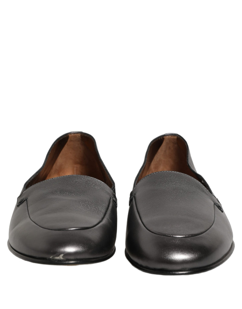 Mocassins argentés en cuir à enfiler avec logo DG Dolce & Gabbana