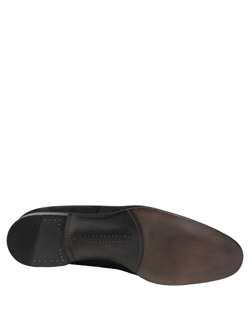 Mocassini eleganti slip-on da uomo in broccato nero Dolce & Gabbana