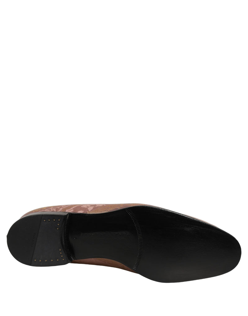 Mocassins sociais masculinos rosa de brocado, sem cadarço Dolce & Gabbana