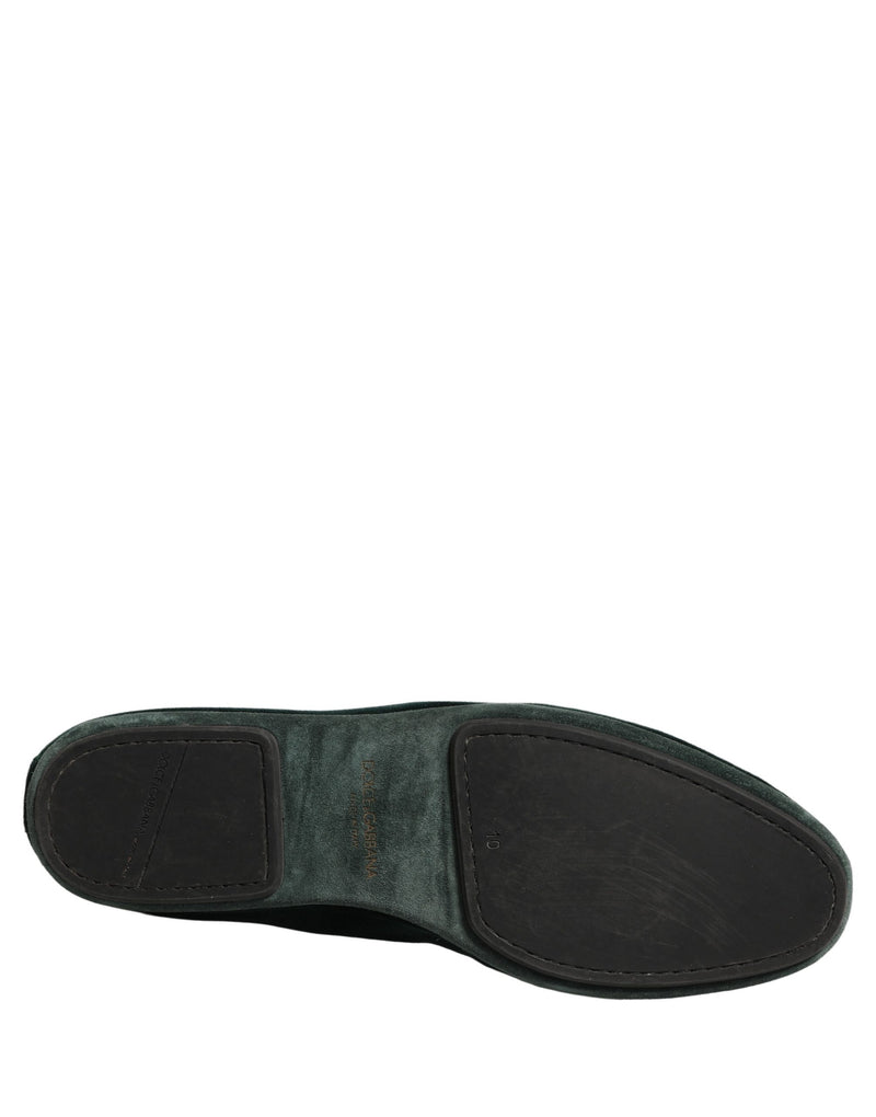 Mocassins plats à enfiler Dolce & Gabbana pour homme en velours vert