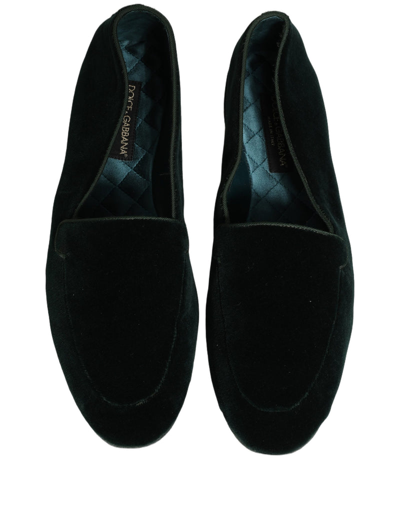 Mocassins plats à enfiler Dolce & Gabbana pour homme en velours vert