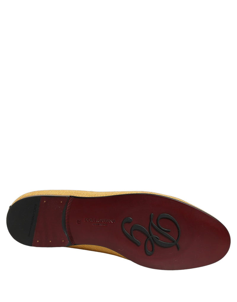 Mocassins sociais sem cadarço masculinos Dolce & Gabbana amarelos em tecido trançado
