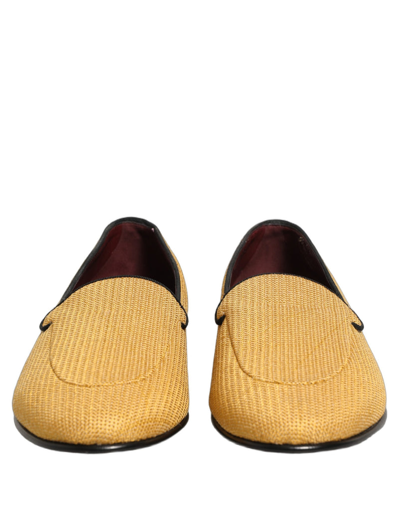 Mocassins sociais sem cadarço masculinos Dolce & Gabbana amarelos em tecido trançado