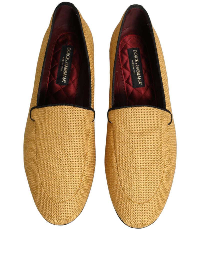 Mocassins sociais sem cadarço masculinos Dolce & Gabbana amarelos em tecido trançado