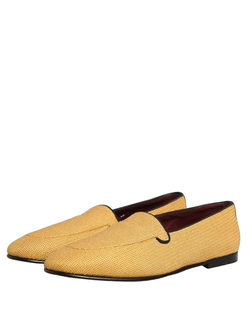 Mocassins sociais sem cadarço masculinos Dolce & Gabbana amarelos em tecido trançado
