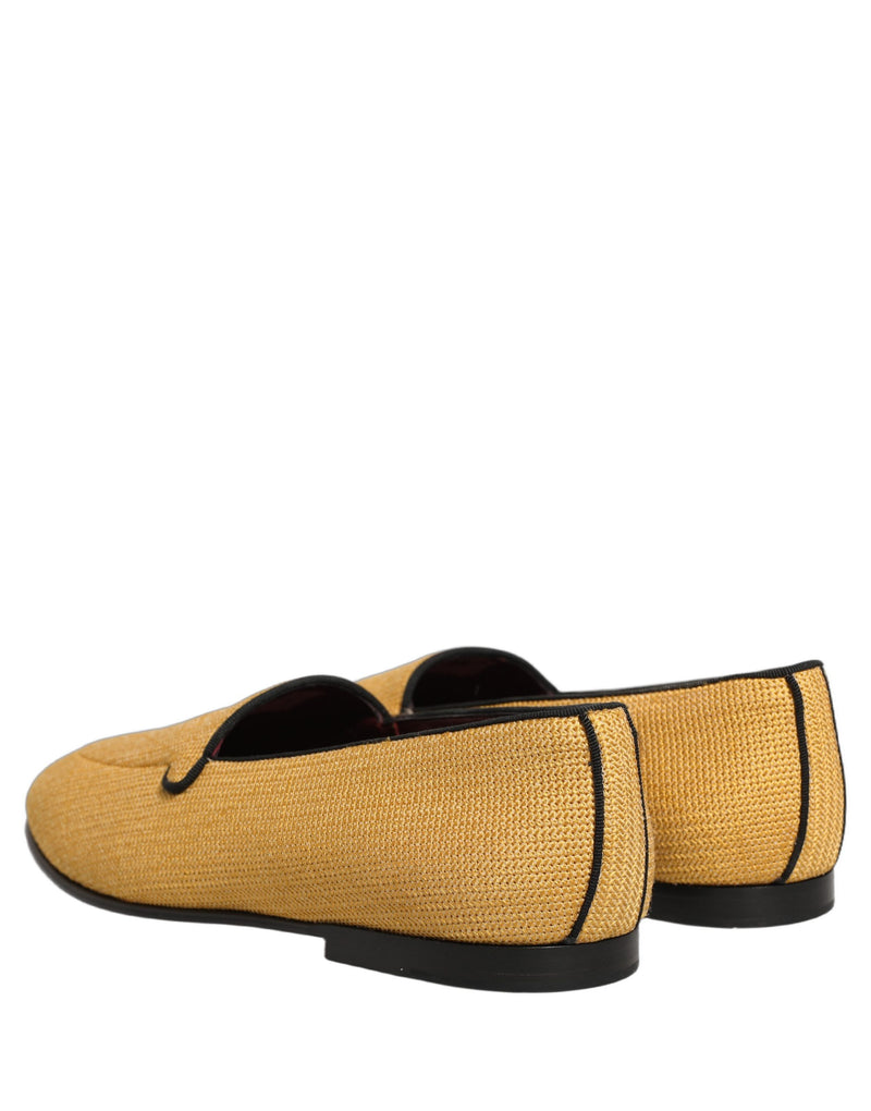 Mocassins sociais sem cadarço masculinos Dolce & Gabbana amarelos em tecido trançado