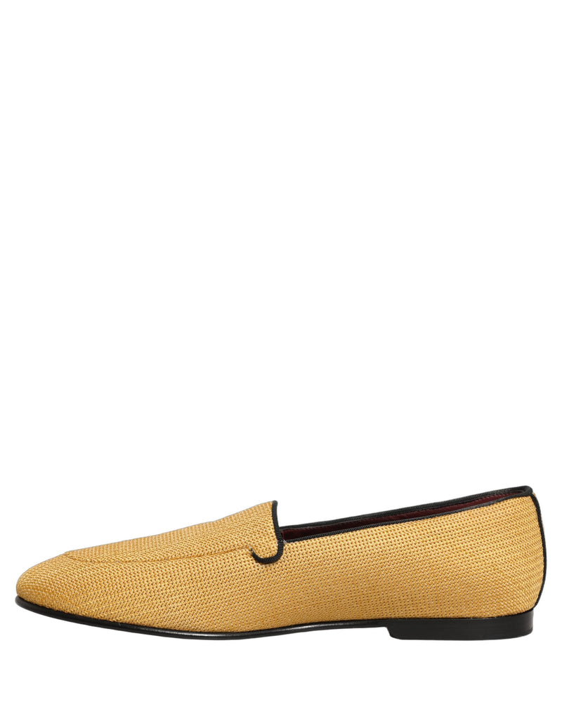 Mocassins sociais sem cadarço masculinos Dolce & Gabbana amarelos em tecido trançado