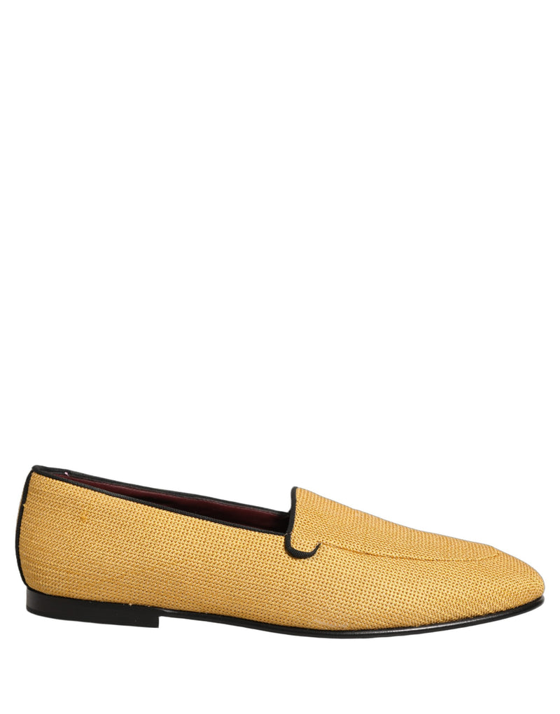 Mocassins sociais sem cadarço masculinos Dolce & Gabbana amarelos em tecido trançado