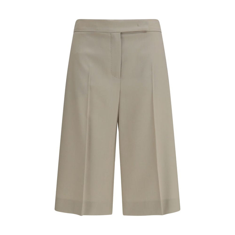 Max Mara Beige Wool Oves Aries Bermuda Shorts
