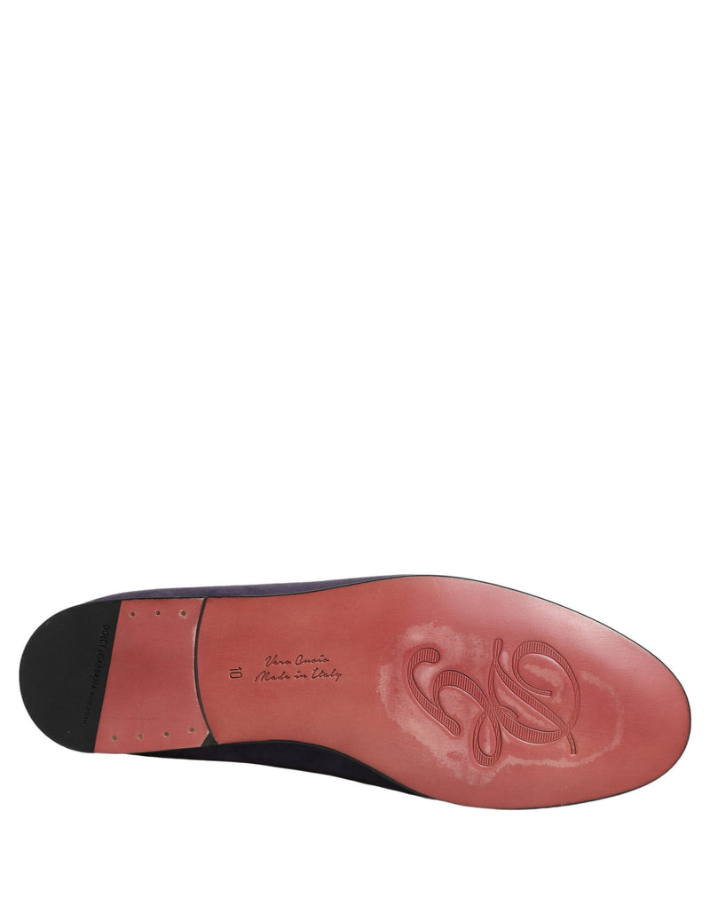 Mocassins masculinos sem cadarço de veludo violeta Dolce & Gabbana