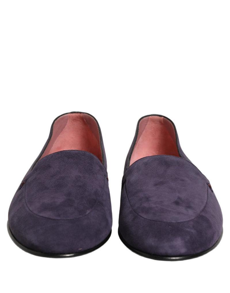 Mocassins masculinos sem cadarço de veludo violeta Dolce & Gabbana